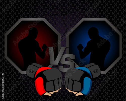 Fighting event poster. Versus VS letter. Martial arts screen