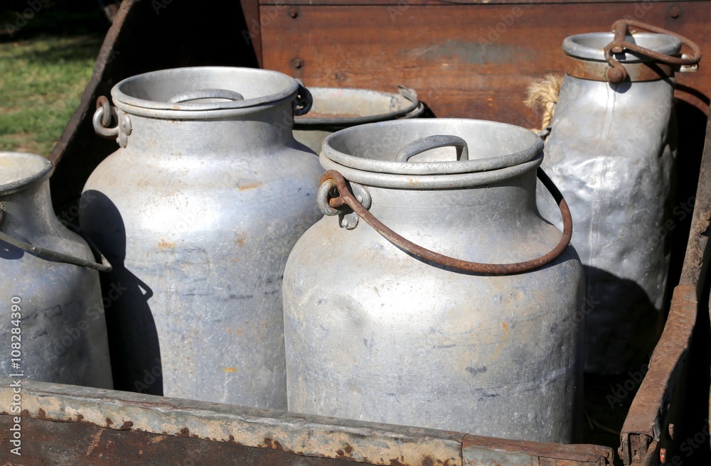 ancient milk cans aluminum to deliver milk in the dairy ancient milk cans aluminum to deliver milk in the dairy