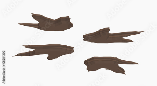 Monster footprint. 3D lowpoly isometric vector illustration. The set of objects isolated against the white background and shown from different sides