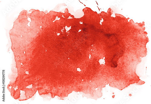 Abstract watercolor aquarelle hand drawn colorful shapes art red color paint or blood splatter stain