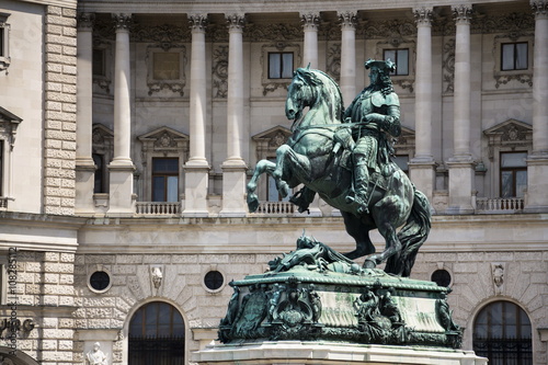 Prince Eugene of Savoy statue with the Hofburg Palace in Vienna, Austria