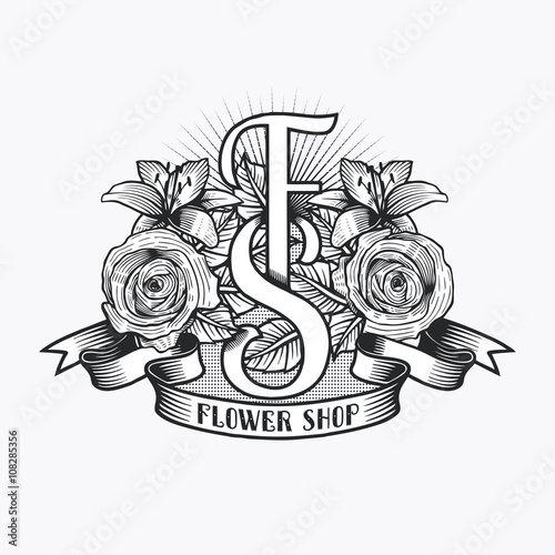 Flower shop vector logo