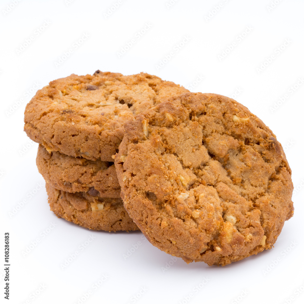 Oatmeal cookies with isolated background.