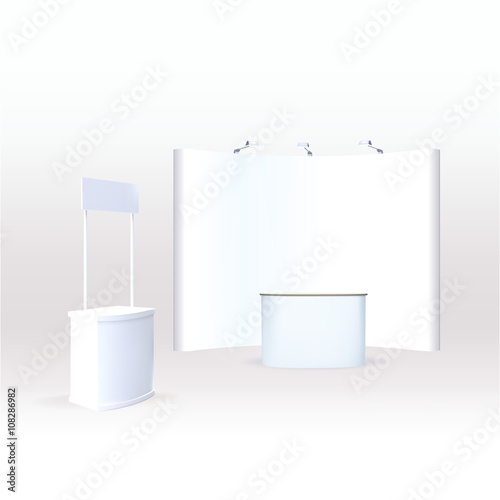 Trade exhibition stand, Exhibition Stand round, 3D rendering 