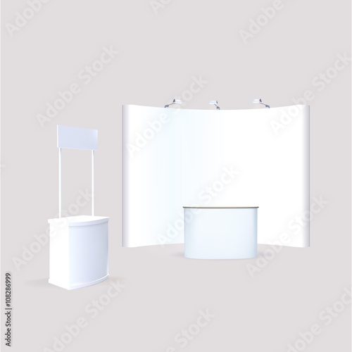 Trade exhibition stand, Exhibition Stand round, 3D rendering 