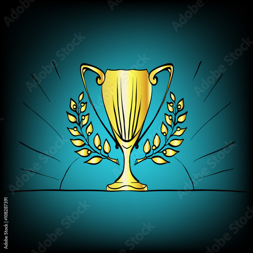 Cup award set icons flat