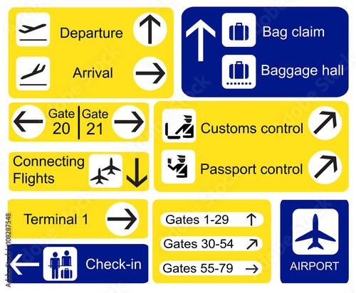 Airport signs. EPS10 vector format