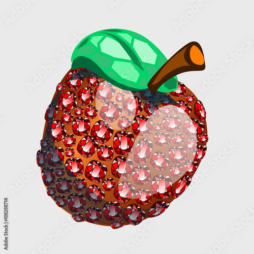 Red apple made of precious stones rubies