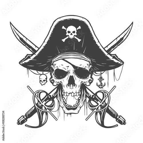 Skull pirate illustration