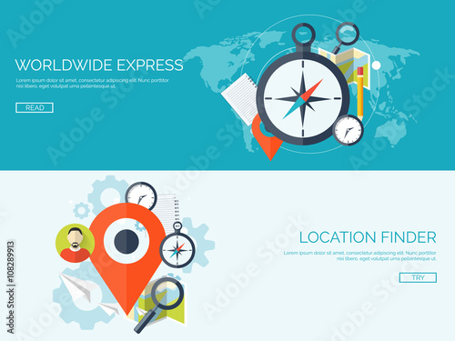 Flat travel background. Summer holidays, vacation. Travel and navigation. Tourism. Trip, journey