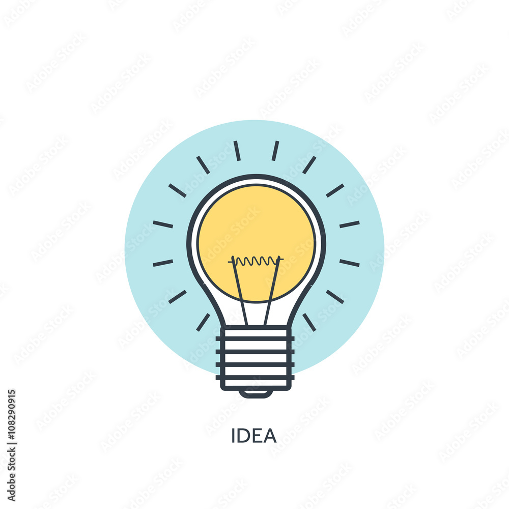 Flat lined buld icon.