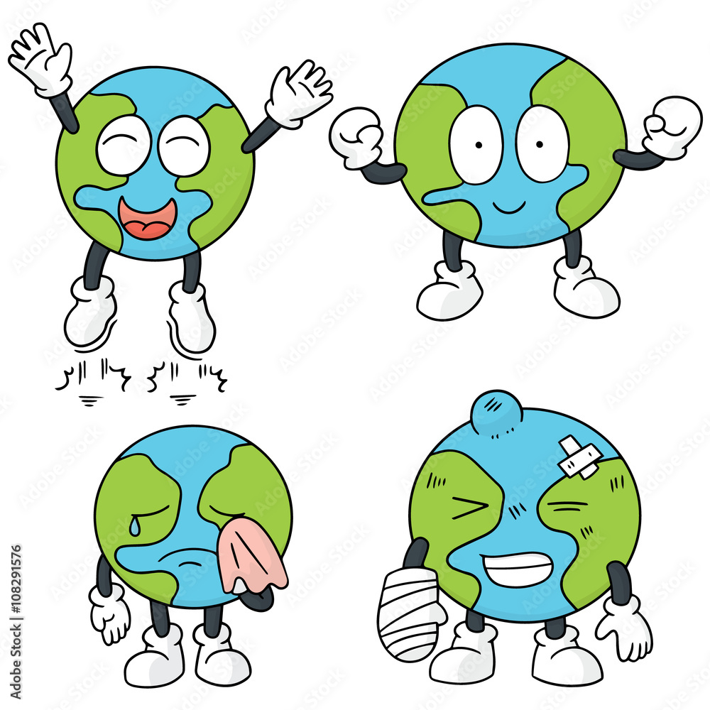 Obraz premium vector set of cartoon earth