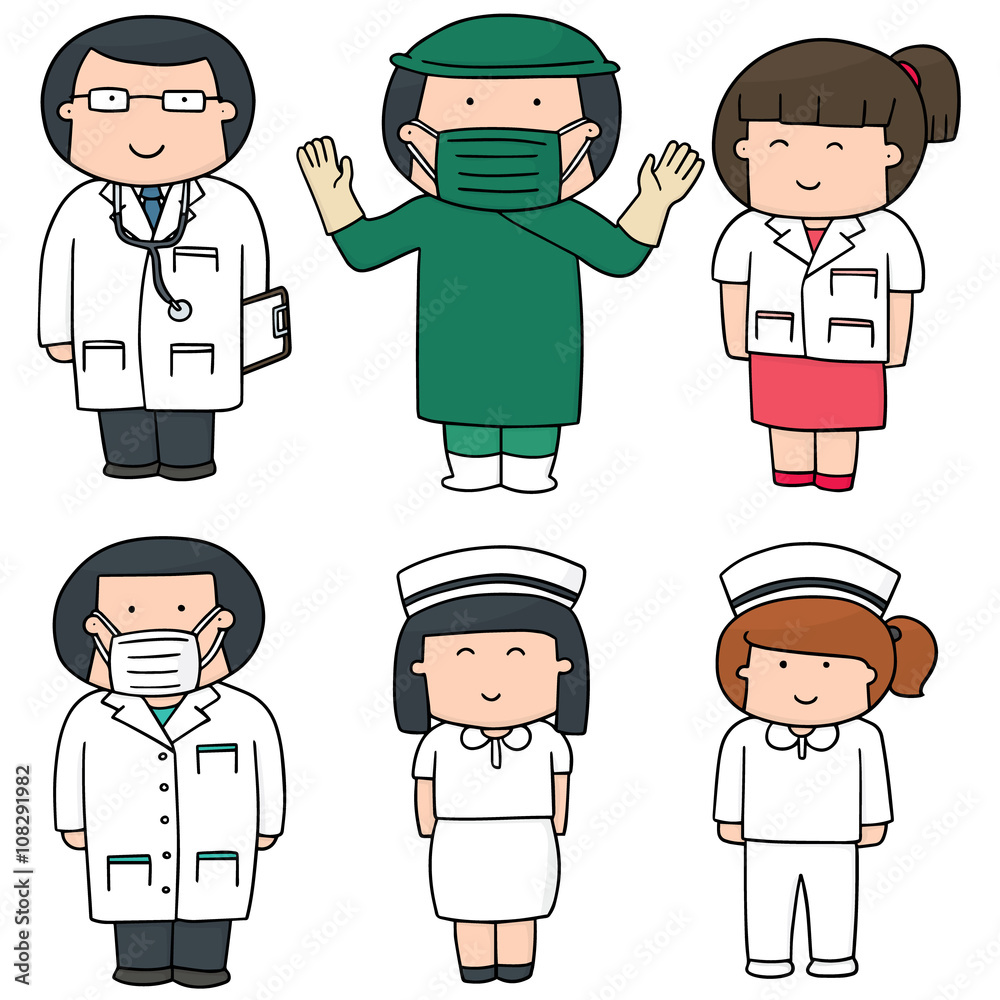 vector set of medical staff