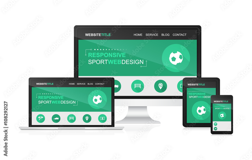 Responsive web design with sport theme.