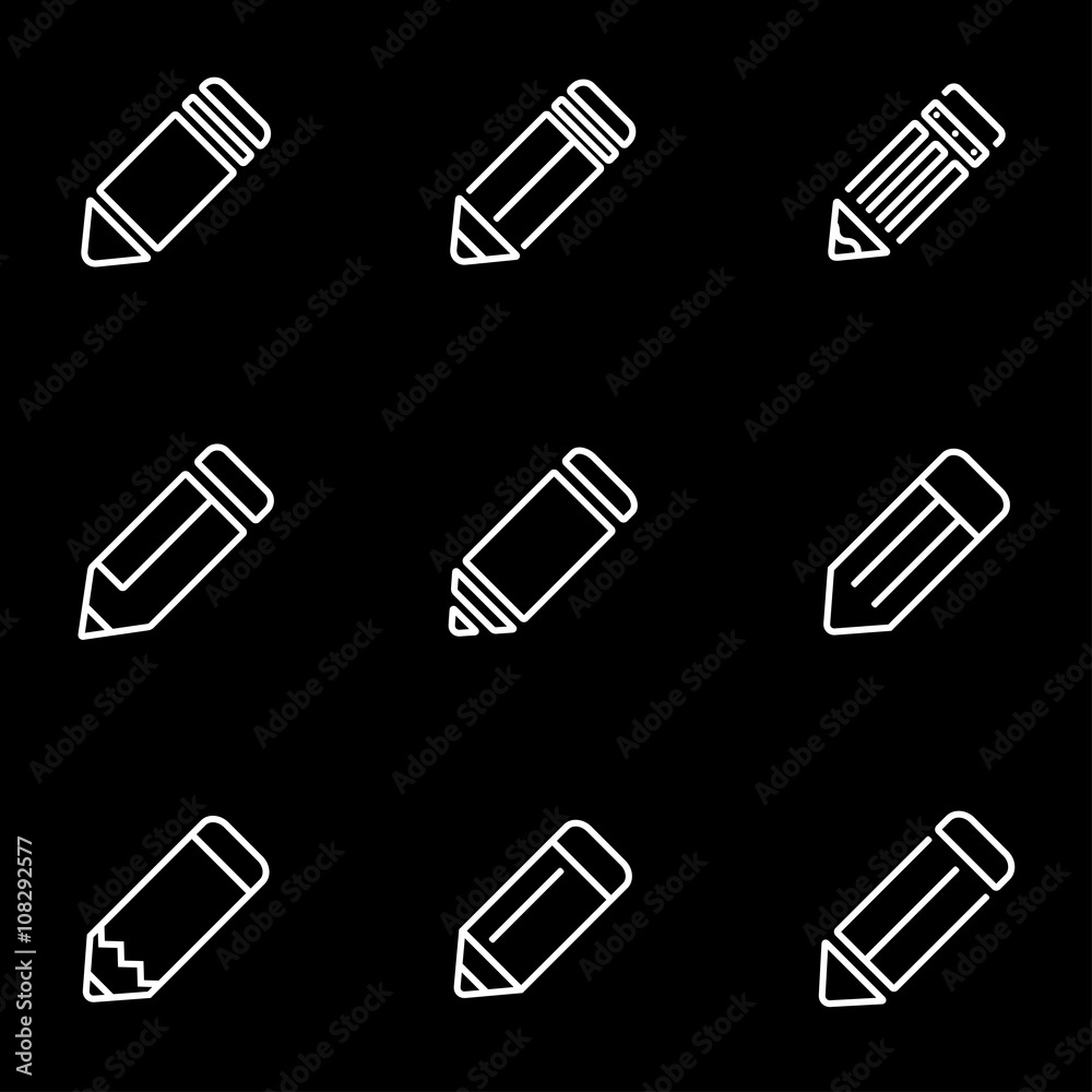 Vector line pencil icon set. Pencil Icon Object, Pencil Icon Picture, Pencil Icon Image - stock vector Vector line pencil icon set. Pencil Icon Object, Pencil Icon Picture, Pencil Icon Image - stock vector