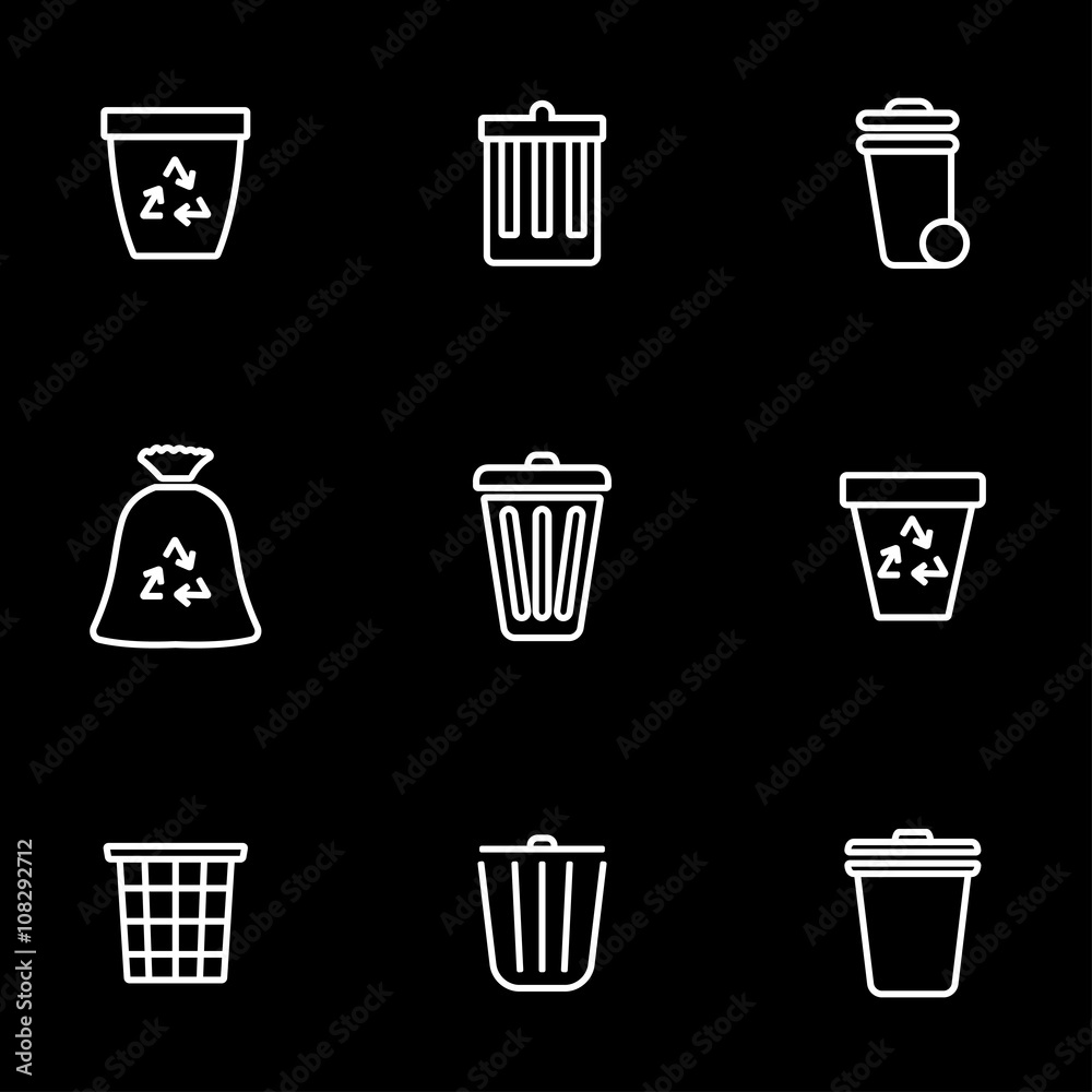 Vector line trash can icon set. Trash Can Icon Object, Trash Can Icon Picture, Trash Can Icon Image - stock vector Vector line trash can icon set. Trash Can Icon Object, Trash Can Icon Picture, Trash Can Icon Image - stock vector
