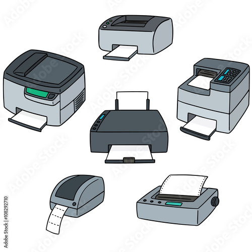 vector set of printer