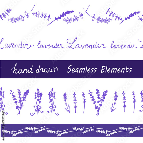 Lavender Seamless elements set