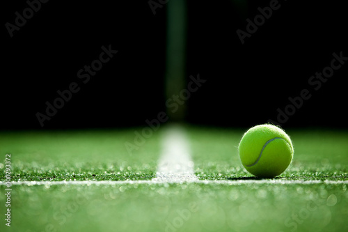 soft focus of tennis ball on tennis grass court © kireewongfoto