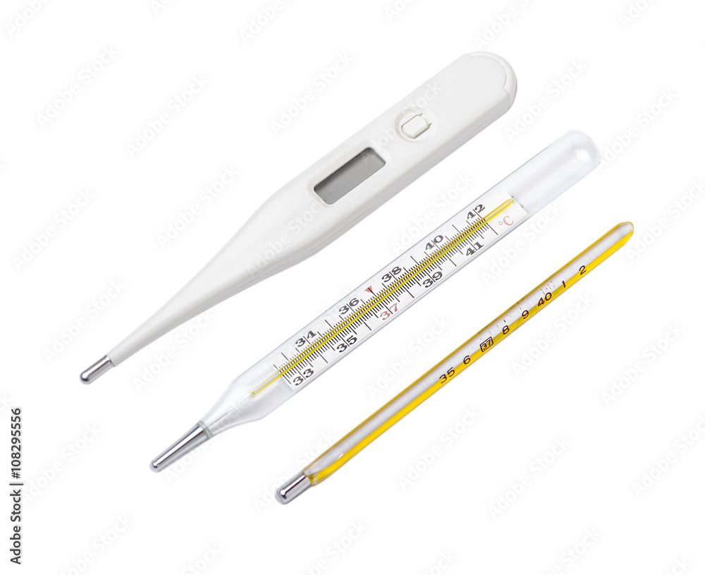 Three different medical thermometer isolated on white background Three different medical thermometer isolated on white background