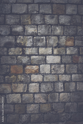 Stone Wall Background with Vintage Style Filter