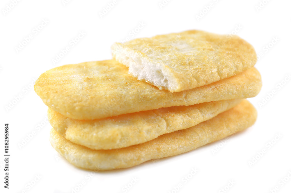 Rice cracker on white background