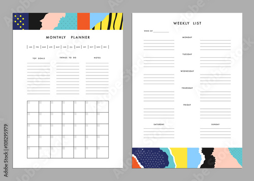 Monthly Planner plus Weekly List Templates. Organizer and Schedule