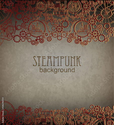 Steampunk Poster Holiday Party. Edwardian or Victorian Style.