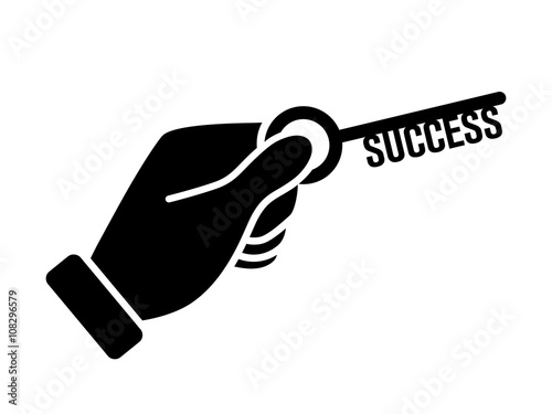 Hand holding key to unlock success flat icon for apps and websites