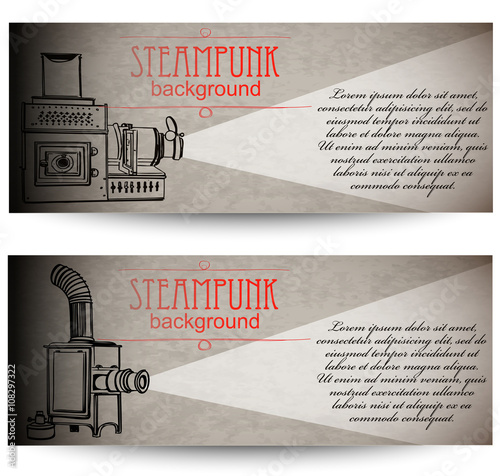 Steampunk Template Edwardian Background. Vectorian Party Poster. Vector	