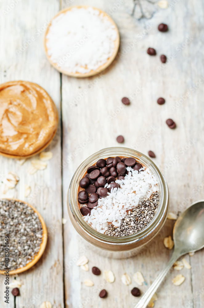 Chocolate Coconut Chia seeds overnight oats Chocolate Coconut Chia seeds overnight oats
