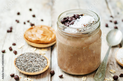 Chocolate Coconut Chia seeds overnight oats