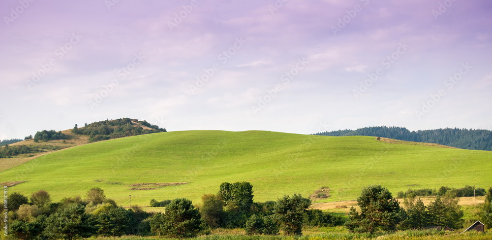 Beauty green hills in Pieniny near Cerveny Klastor