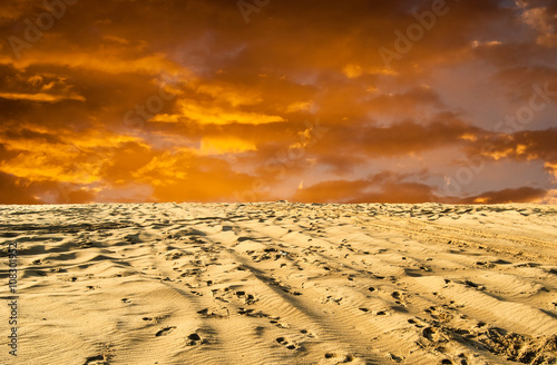 Vivid colors fantastic sunset on desert