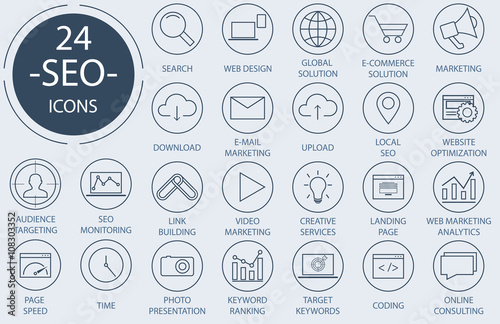 Outline web icons set - Search Engine Optimization