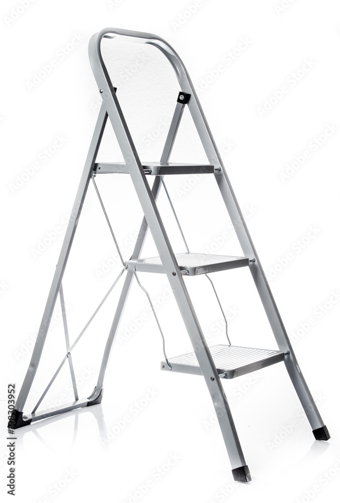 Ladder isolated . metal ladder over white background Ladder isolated . metal ladder over white background