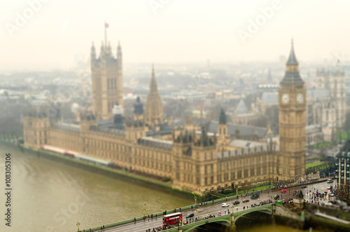 Houses of Parliament, London, UK. Tilt-shift effect applied