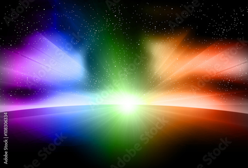 Planet earth with sunrise in space easy editable