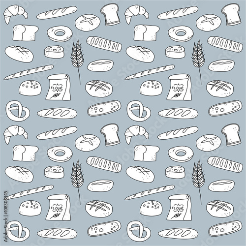 Bread bakery doodle illustration drawing background icon