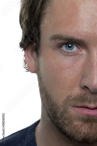 close-up of half man face