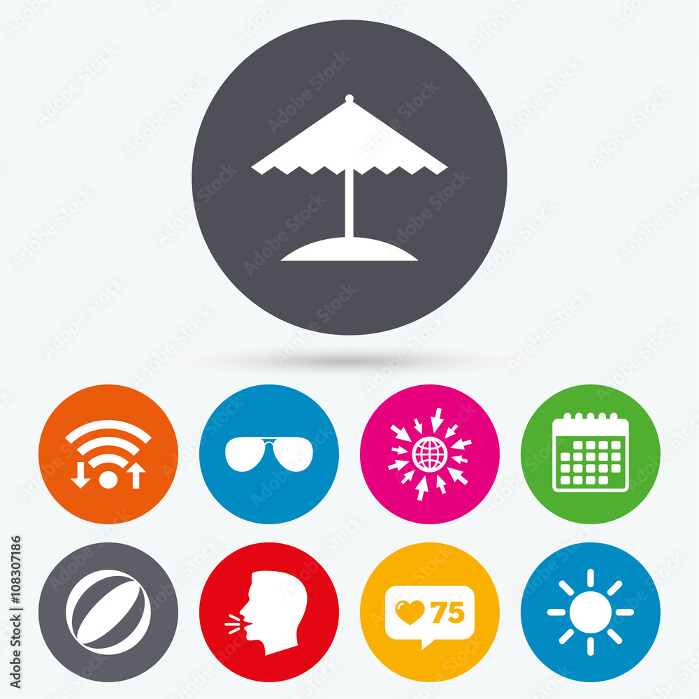 Beach holidays icons. Umbrella and Sunglasses. Beach holidays icons. Umbrella and Sunglasses.