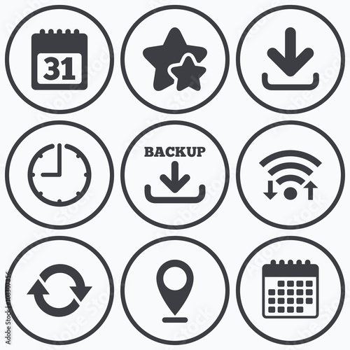 Download and Backup signs. Calendar, rotation