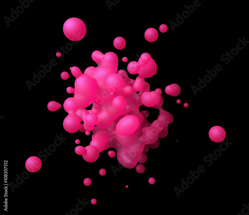 Fototapeta Naklejka Na Ścianę i Meble -  Abstract 3d rendering of chaotic liquid in empty space. Background with dynamic fluid splash. Design element.