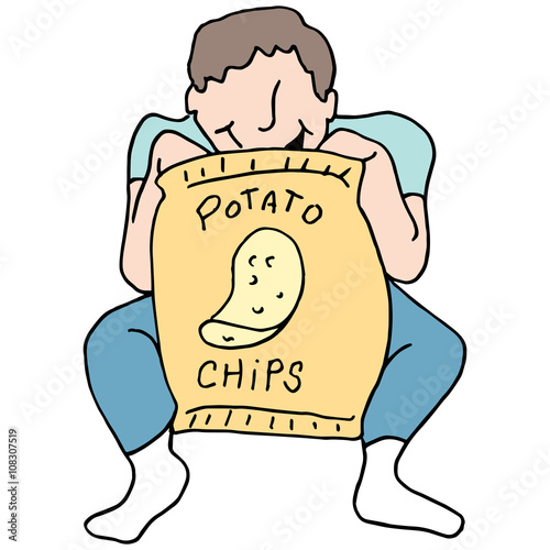 Man eating potato chips