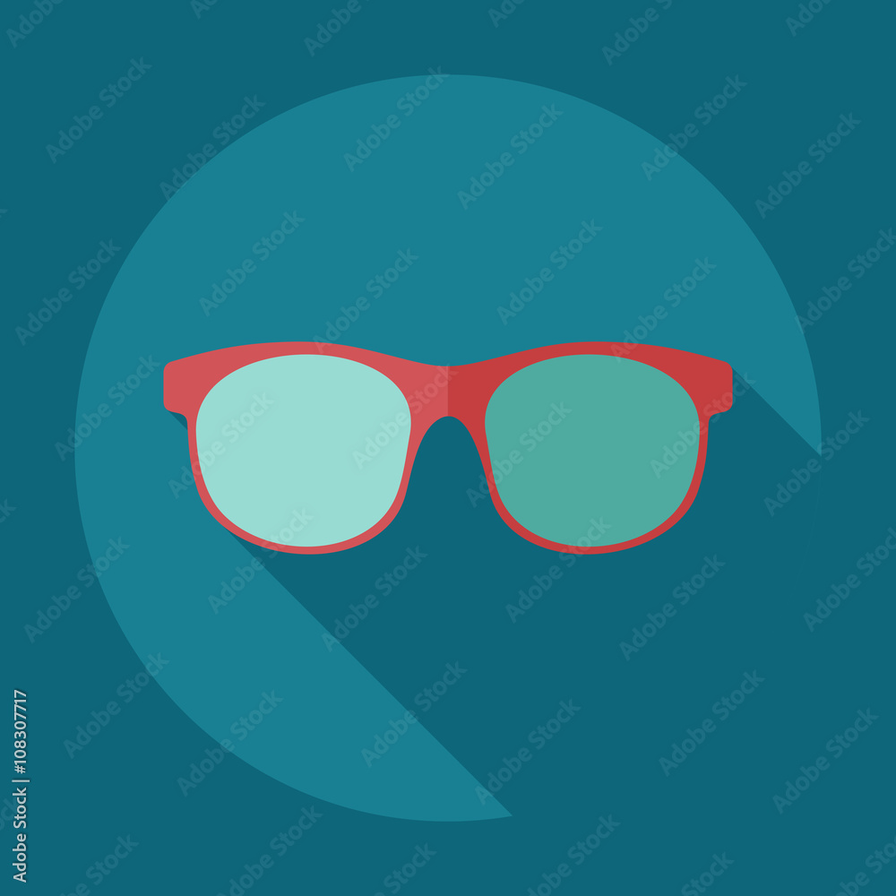 Flat modern design with shadow icons glasses