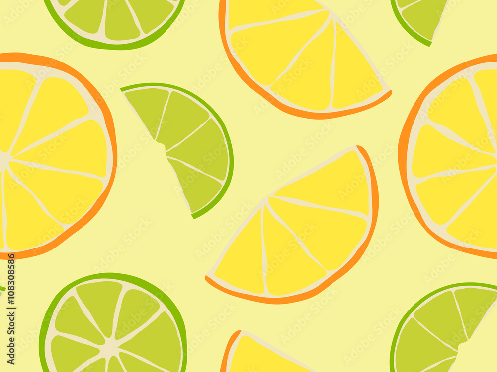 Citrus Background Limes & Oranges Seamless Pattern