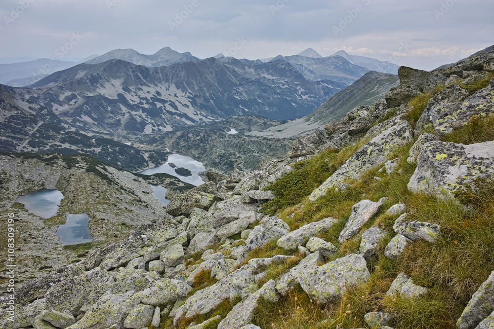 Amazing view to Valyavishki lakes from Dzhangal Peak, Pirin mountain, Bulgaria Amazing view to Valyavishki lakes from Dzhangal Peak, Pirin mountain, Bulgaria