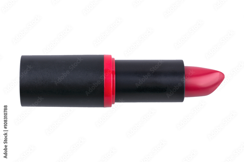 Fototapeta premium Red lipstick over white background