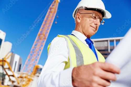 Engineer builder at construction site