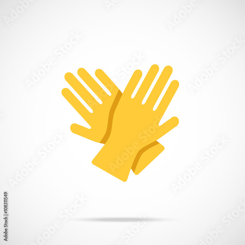 Yellow cleaning gloves flat icon. Vector illustration
